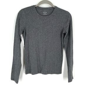 Everlane Organic Cotton Crewneck Long Sleeve Tee Gray Women's XXS NWOT